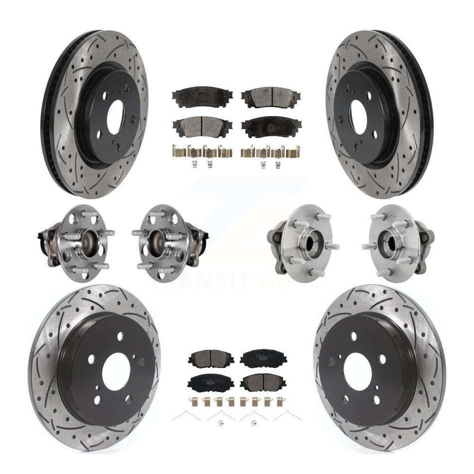 Front Rear Hub Bearing Coated Disc Brake Rotor And Ceramic Pad Kit (10Pc) For Toyota C-HR KBB-131508
