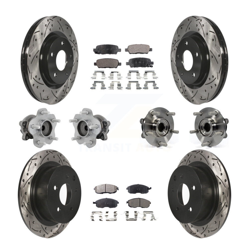 Front Rear Hub Bearing Coated Disc Brake Rotor And Ceramic Pad Kit (10Pc) For Nissan Juke KBB-131509