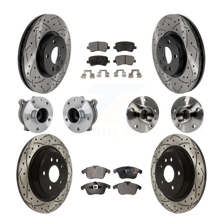 Front Rear Hub Bearing Coated Disc Brake Rotor Pad Kit (10Pc) For 2013-2014 Volvo S60 FWD KBB-131512