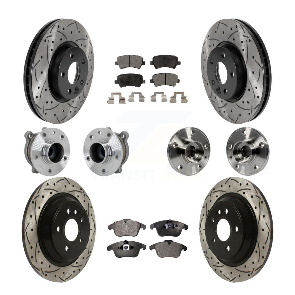 Front Rear Hub Bearing Coated Disc Brake Rotor Pad Kit (10Pc) For 2013-2014 Volvo S60 FWD KBB-131512
