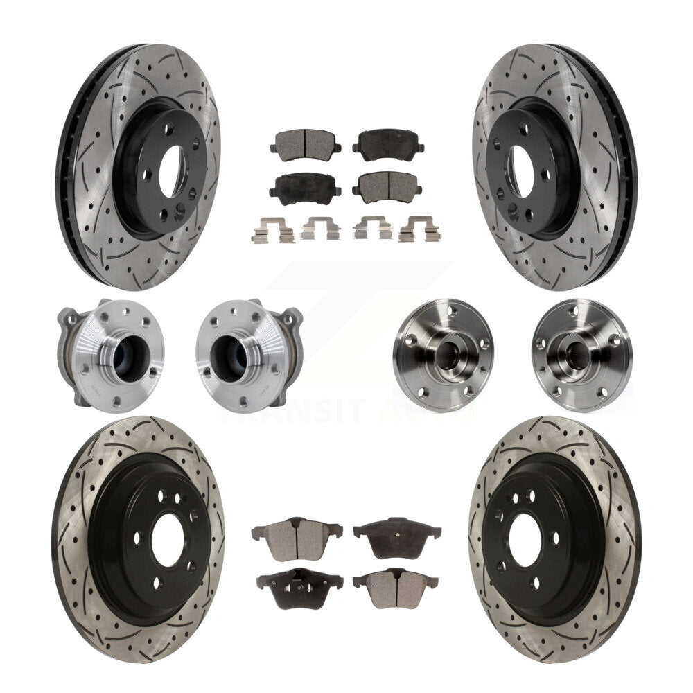 Front Rear Hub Bearing Coated Disc Brake Rotors And Ceramic Pads Kit (10Pc) For Volvo V70 KBB-131513