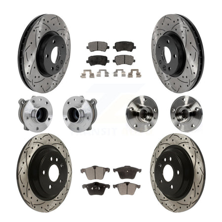 Front Rear Hub Bearing Coated Disc Brake Rotors And Ceramic Pads Kit (10Pc) For Volvo V70 KBB-131513