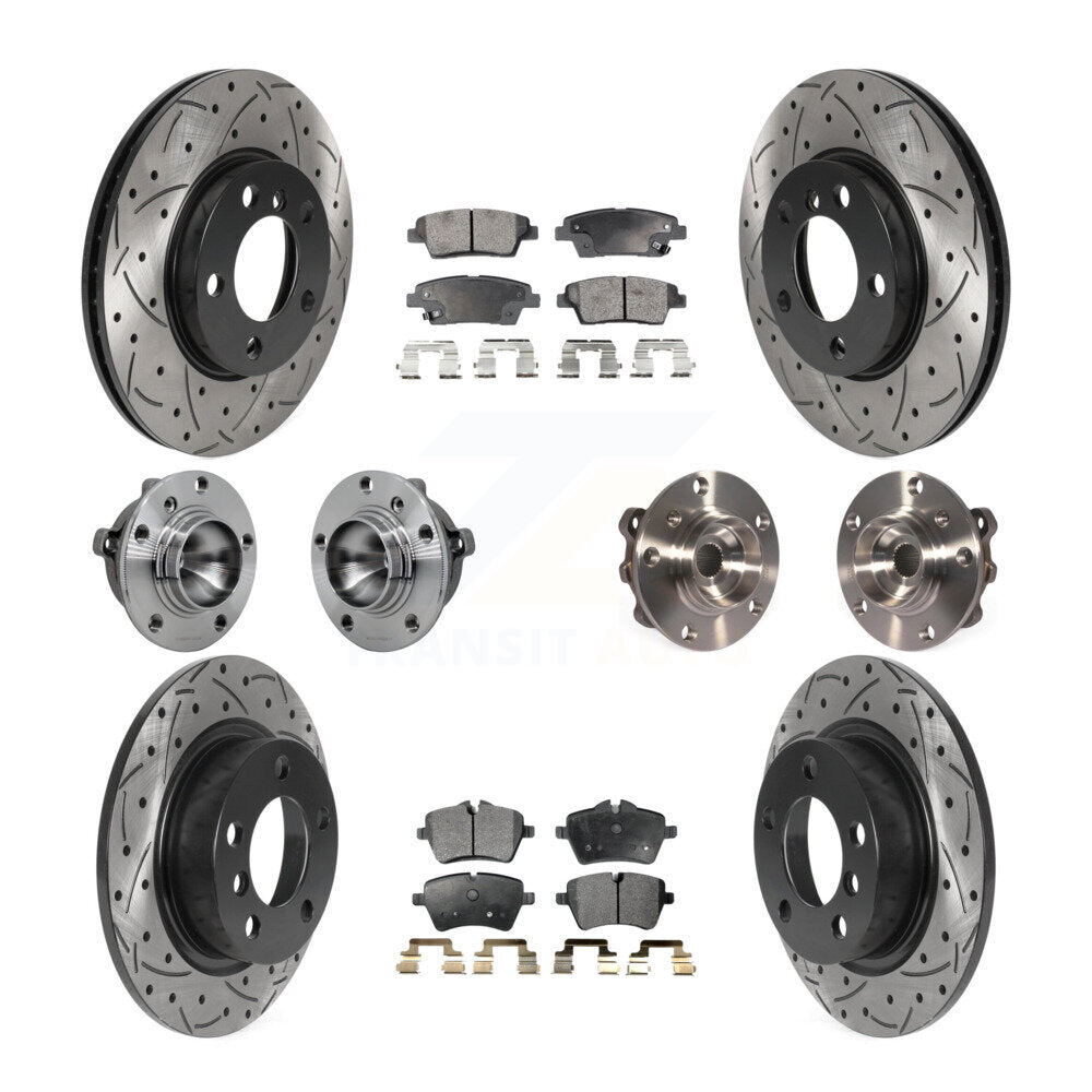Front Rear Hub Bearing Coat Brake Rotor Pad Kit (10Pc) For Mini Cooper Countryman Paceman KBB-131520