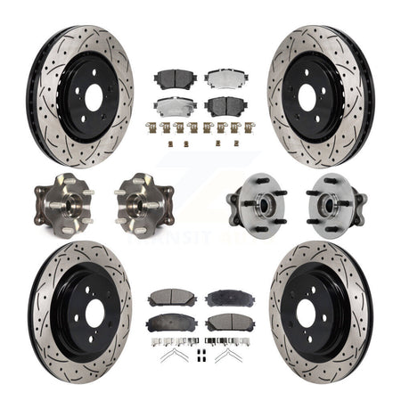 Front Rear Hub Bearing Coated Brake Rotor Pads Kit (10Pc) For 2021-2023 Toyota Sienna AWD KBB-131523