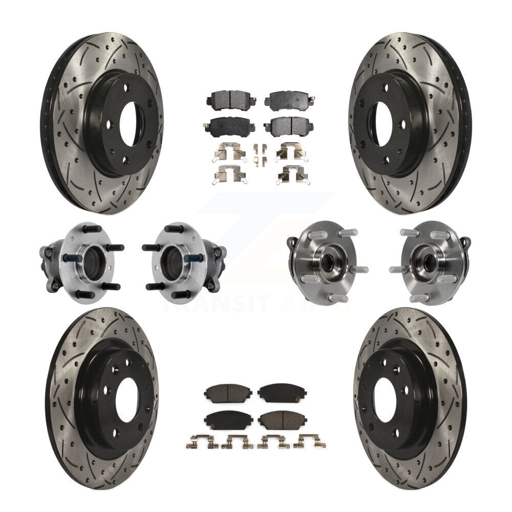 Front Rear Hub Bearing Coated Brake Rotor And Pad Kit (10Pc) For 2016-2018 Mazda CX-3 FWD KBB-131524