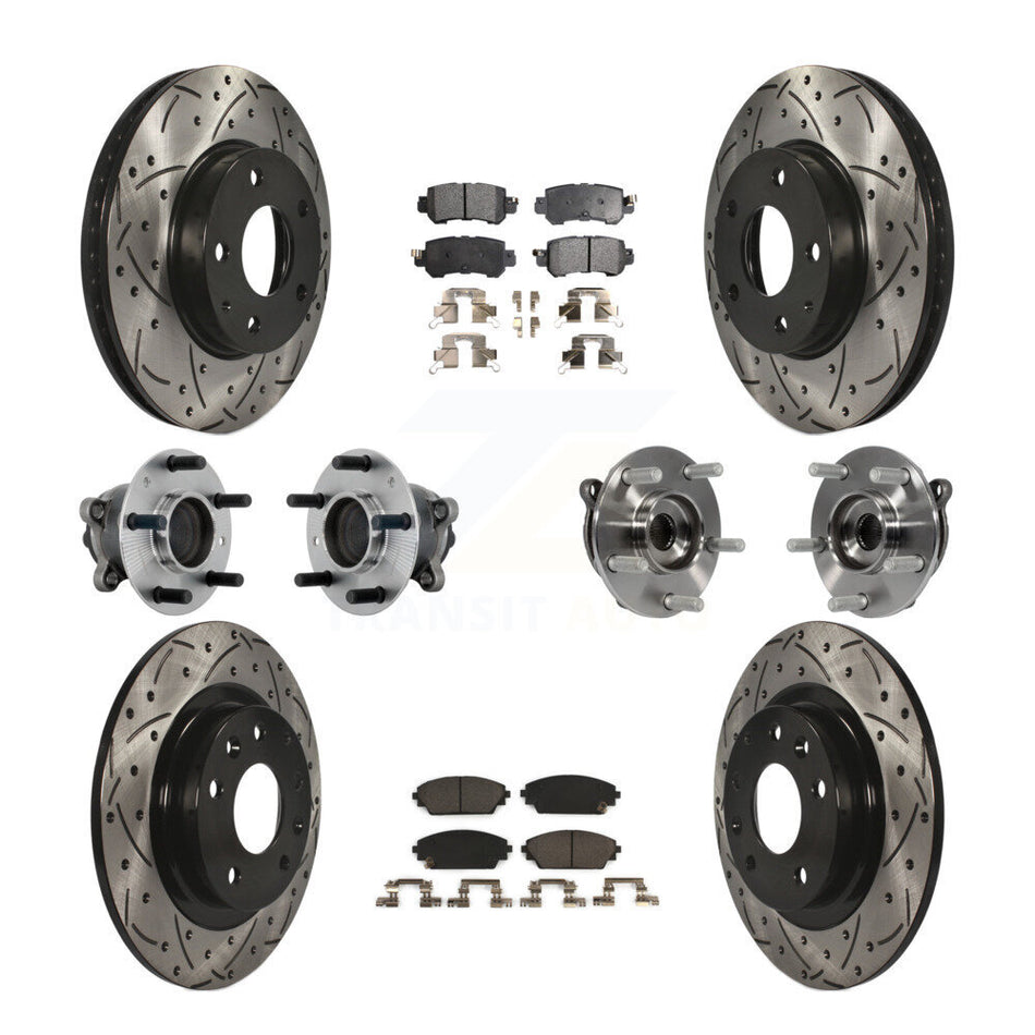 Front Rear Hub Bearing Coated Brake Rotor And Pad Kit (10Pc) For 2016-2018 Mazda CX-3 FWD KBB-131524