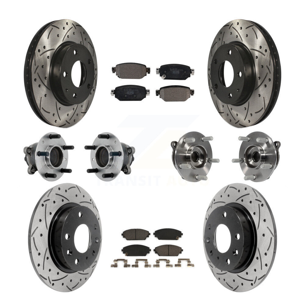 Front Rear Hub Bearing Coated Brake Rotor And Pad Kit (10Pc) For 2019-2021 Mazda CX-3 FWD KBB-131525