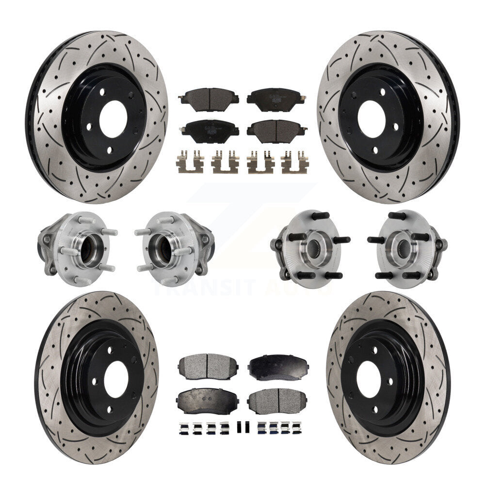 Front Rear Hub Bearing Coated Brake Rotor And Pad Kit (10Pc) For 2016-2021 Mazda CX-9 FWD KBB-131526