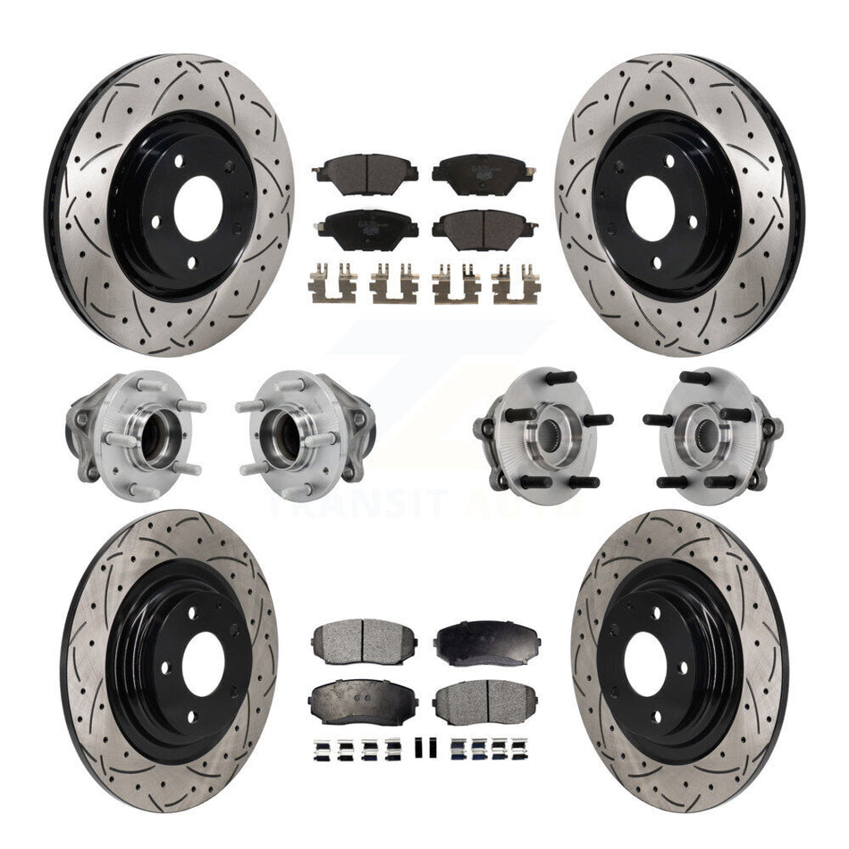 Front Rear Hub Bearing Coated Brake Rotor And Pad Kit (10Pc) For 2016-2021 Mazda CX-9 FWD KBB-131526