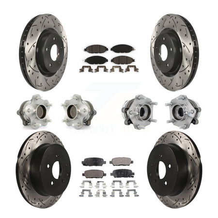 Front Rear Hub Bearing Coated Disc Brake Rotors And Pads Kit (10Pc) For Nissan Murano FWD KBB-131527