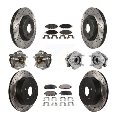 Front Rear Hub Bearing Coated Disc Brake Rotors And Pads Kit (10Pc) For Nissan Murano AWD KBB-131528