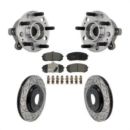 Front Hub Bearing Assembly Coat Drill Slot Brake Rotor Pads Kit For Hyundai Sonata Kia K5 KBB-131530