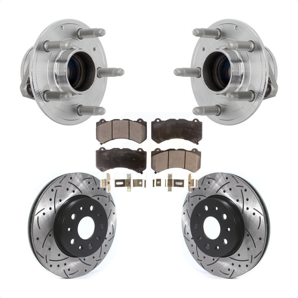 Front Hub Bearing Assembly Coat Drill Slot Brake Rotor Pad Kit For Chevrolet Camaro LT LS KBB-131537