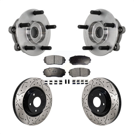 Front Hub Bearing Assembly Coated Drill Slot Brake Rotor Pad Kit For 2016-2023 Mazda CX-9 KBB-131545