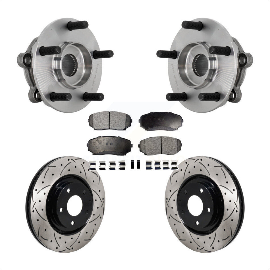 Front Hub Bearing Assembly Coated Drill Slot Brake Rotor Pad Kit For 2016-2023 Mazda CX-9 KBB-131545