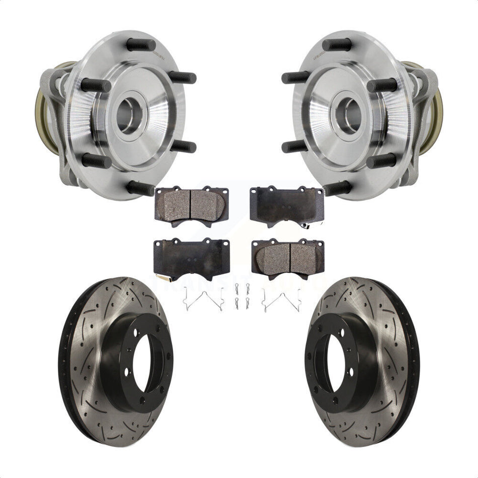 Front Hub Bearing Drilled Slot Brake Rotor & Pad Kit For Toyota Tacoma 4Runner FJ Cruiser KBB-131548