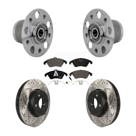 Front Hub Bearing Drill Slot Brake Rotor Pads Kit For Mercedes-Benz C300 E350 C350 SLC300 KBB-131550