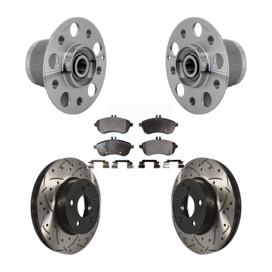 Front Hub Bearing Assembly Drilled Slot Brake Rotor & Pad Kit For Mercedes-Benz C300 C250 KBB-131552