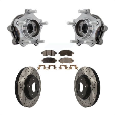 Front Hub Bearing Assembly Drilled Slot Brake Rotor & Pad Kit For 2019-2023 Nissan Altima KBB-131554