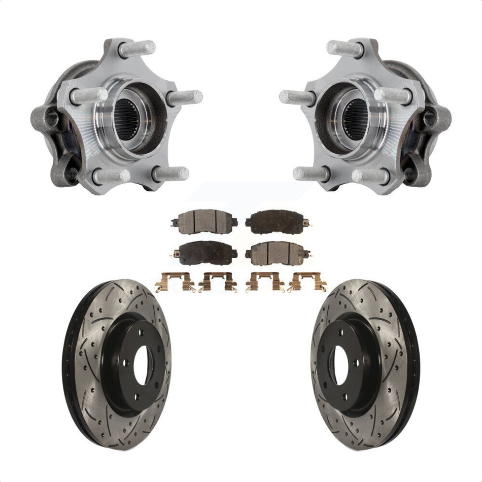 Front Hub Bearing Assembly Drilled Slot Brake Rotor & Pad Kit For 2019-2023 Nissan Altima KBB-131554