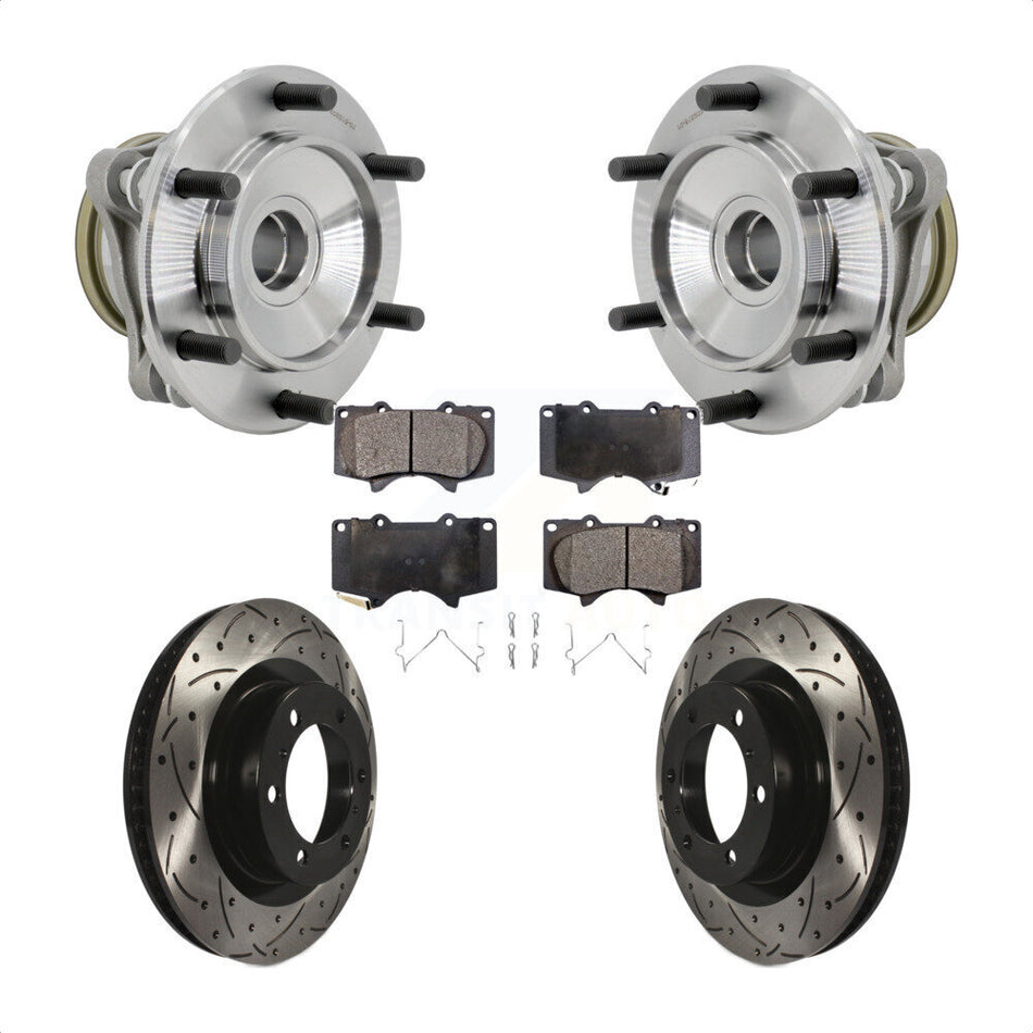 Front Hub Bearing Coated Drill Slot Brake Rotor Pads Kit For 2010-2021 Toyota 4Runner RWD KBB-131556