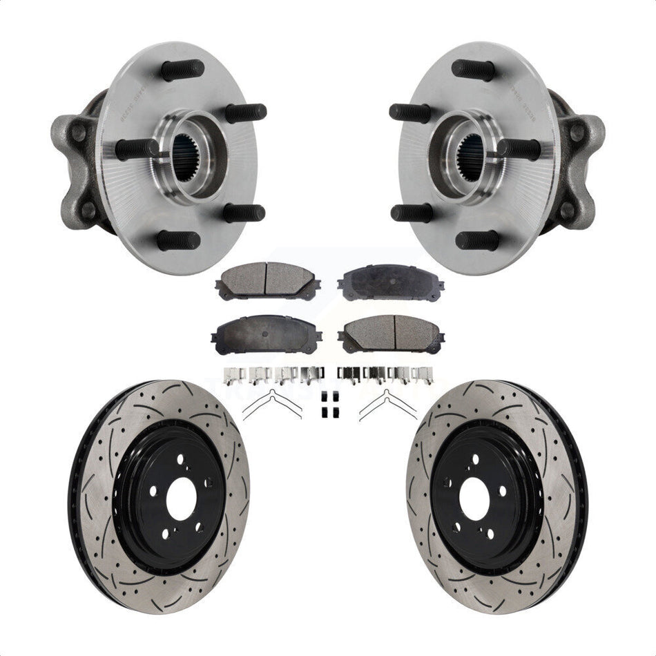 Front Hub Bearing Assembly Drill Slot Brake Rotor Pad Kit For 2020-2022 Toyota Highlander KBB-131557