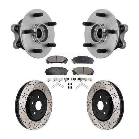 Front Hub Bearing Assembly Drilled Slot Brake Rotor & Pad Kit For 2021-2023 Toyota Sienna KBB-131558