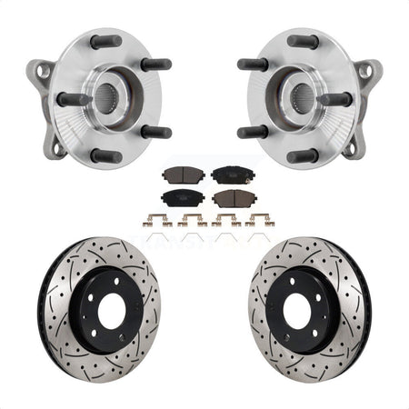 Front Hub Bearing Assembly Coat Drill Slot Brake Rotor Pads Kit For 2021-2022 Mazda 3 FWD KBB-131559
