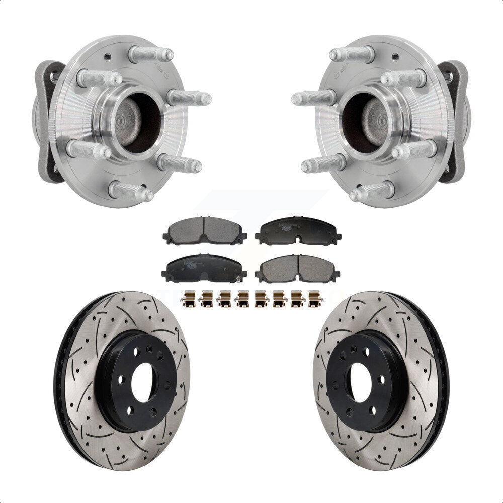 Front Hub Bearing Drilled Slot Brake Rotor Pads Kit For Chevrolet Colorado GMC Canyon RWD KBB-131560