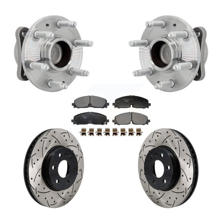Front Hub Bearing Drilled Slot Brake Rotor Pads Kit For Chevrolet Colorado GMC Canyon RWD KBB-131560