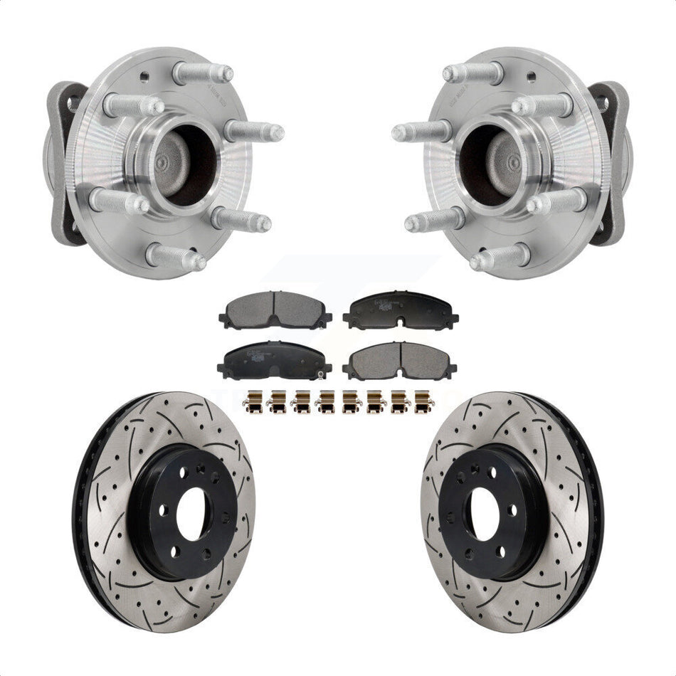 Front Hub Bearing Drilled Slot Brake Rotor Pads Kit For Chevrolet Colorado GMC Canyon RWD KBB-131560