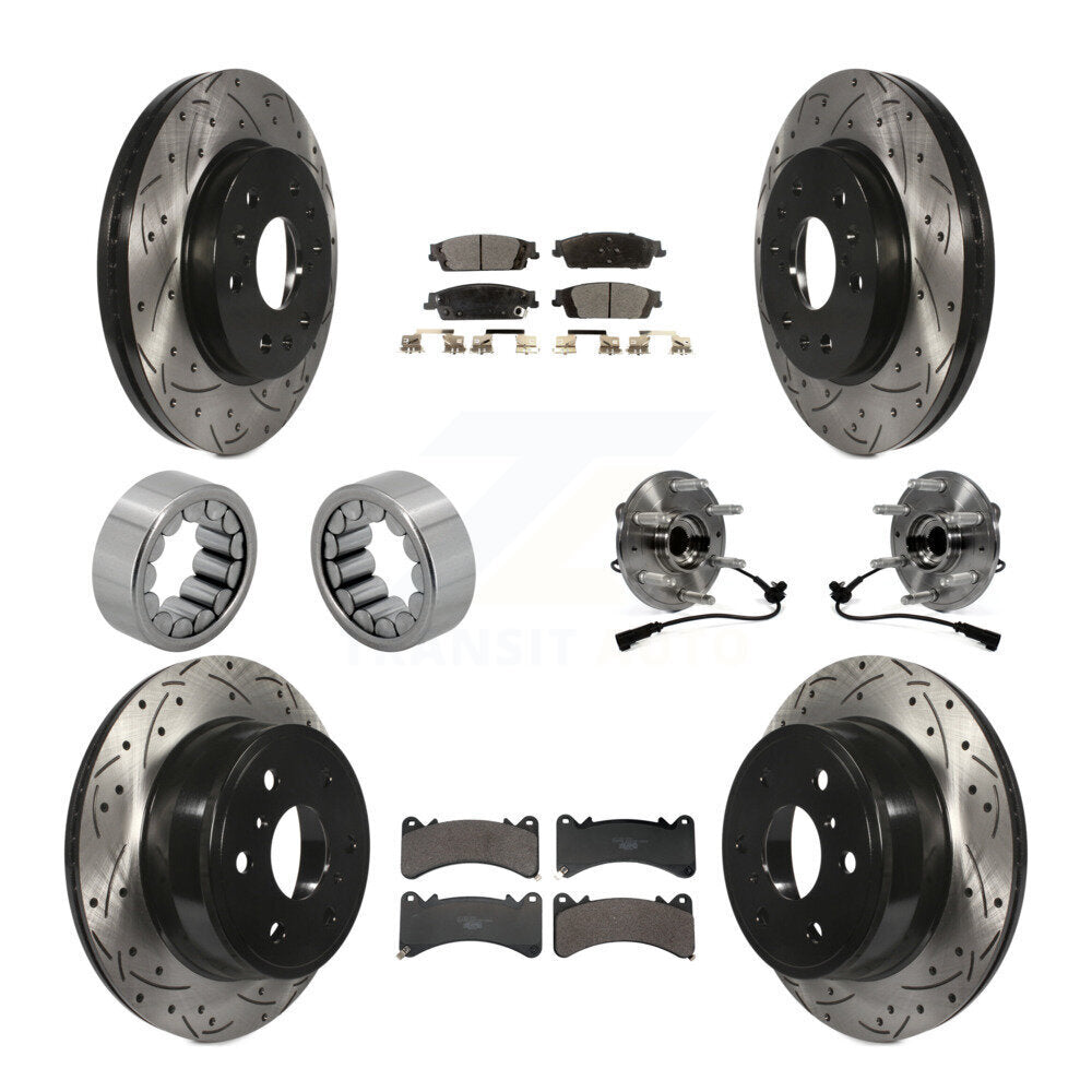 Front Rear Hub Bearing Coat Brake Rotor Pads Shoe Kit (10Pc) For GMC Sierra 1500 Yukon XL KBB-131562