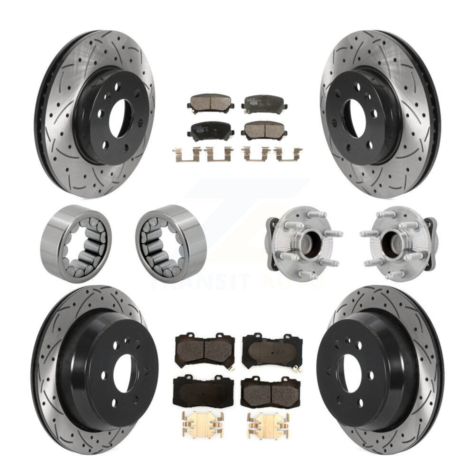 Front Rear Hub Bearing Coated Brake Rotor Pads Shoe Kit (10Pc) For Chevrolet Colorado GMC KBB-131564