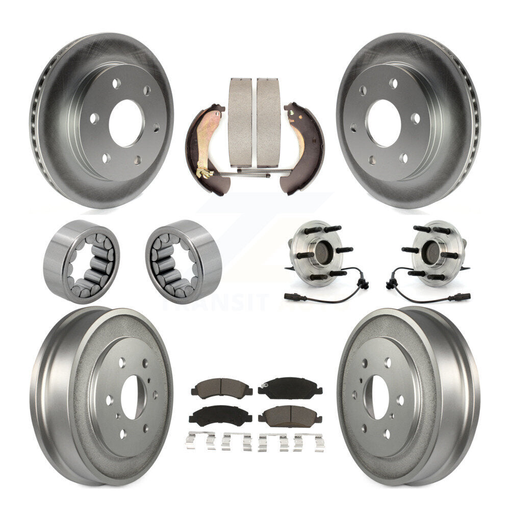 Front Rear Hub Bearing Coated Disc Brake Rotor & Pads Shoe Kit (10Pc) For GMC Sierra 1500 KBB-131567
