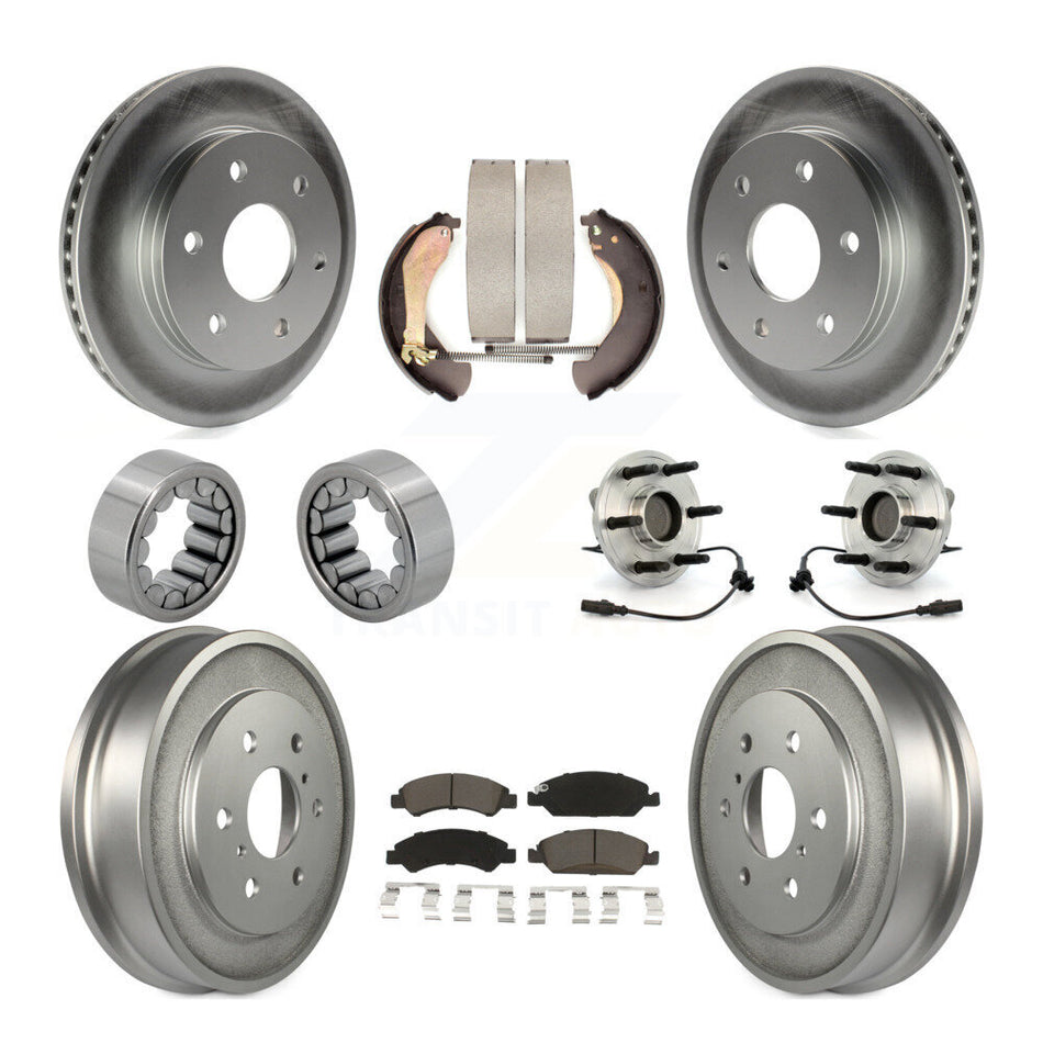 Front Rear Hub Bearing Coated Disc Brake Rotor & Pads Shoe Kit (10Pc) For GMC Sierra 1500 KBB-131567