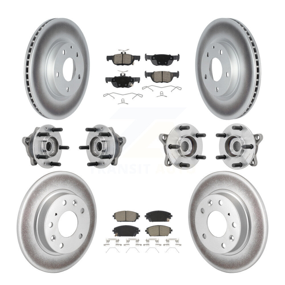 Front Rear Hub Bearing Coated Disc Brake Rotor & Pad Kit (10Pc) For 2021-2022 Mazda 3 AWD KBB-131569