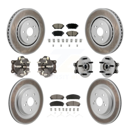 Front Rear Hub Bearing Coated Brake Rotor Pads Kit (10Pc) For 2021-2023 Toyota Sienna AWD KBB-131570