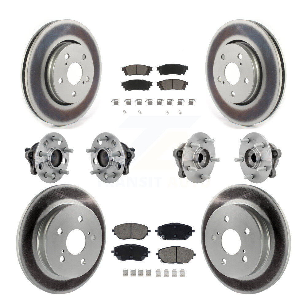 Front Rear Hub Bearing Coated Disc Brake Rotor And Ceramic Pad Kit (10Pc) For Toyota C-HR KBB-131576