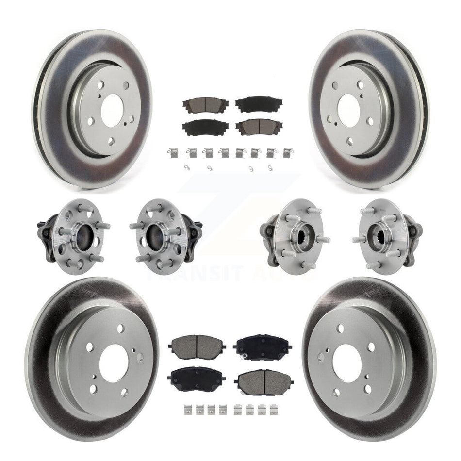 Front Rear Hub Bearing Coated Disc Brake Rotor And Ceramic Pad Kit (10Pc) For Toyota C-HR KBB-131576