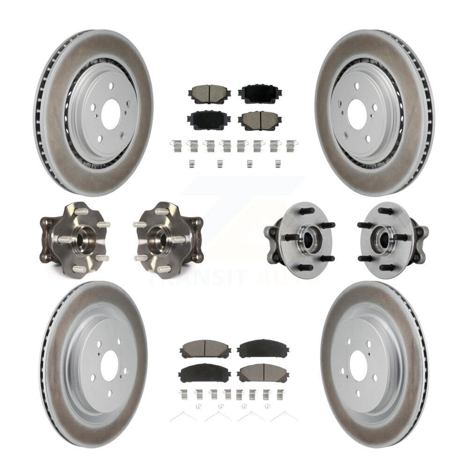 Front Rear Hub Bearing Coated Brake Rotor Pads Kit (10Pc) For 20-22 Toyota Highlander AWD KBB-131582