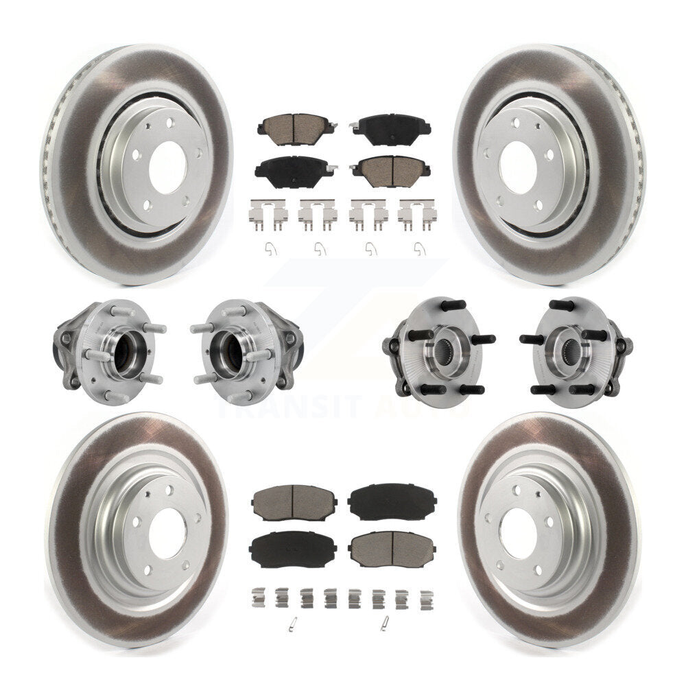 Front Rear Hub Bearing Coated Brake Rotor And Pad Kit (10Pc) For 2016-2021 Mazda CX-9 FWD KBB-131592