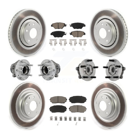 Front Rear Hub Bearing Coated Brake Rotor And Pad Kit (10Pc) For 2016-2021 Mazda CX-9 FWD KBB-131592