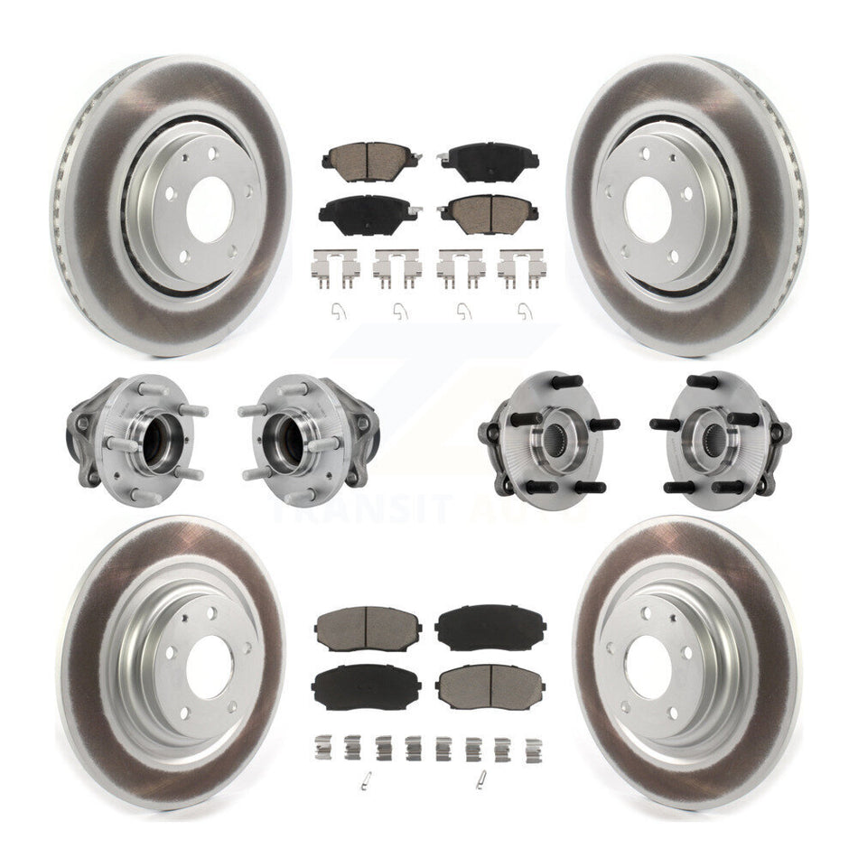 Front Rear Hub Bearing Coated Brake Rotor And Pad Kit (10Pc) For 2016-2021 Mazda CX-9 FWD KBB-131592