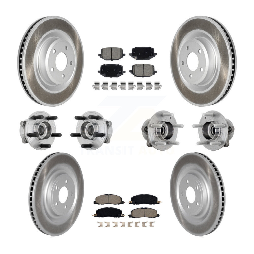 Front Rear Hub Bearing Coat Brake Rotor Pads Kit (10Pc) For 2020-2022 Lincoln Aviator AWD KBB-131593