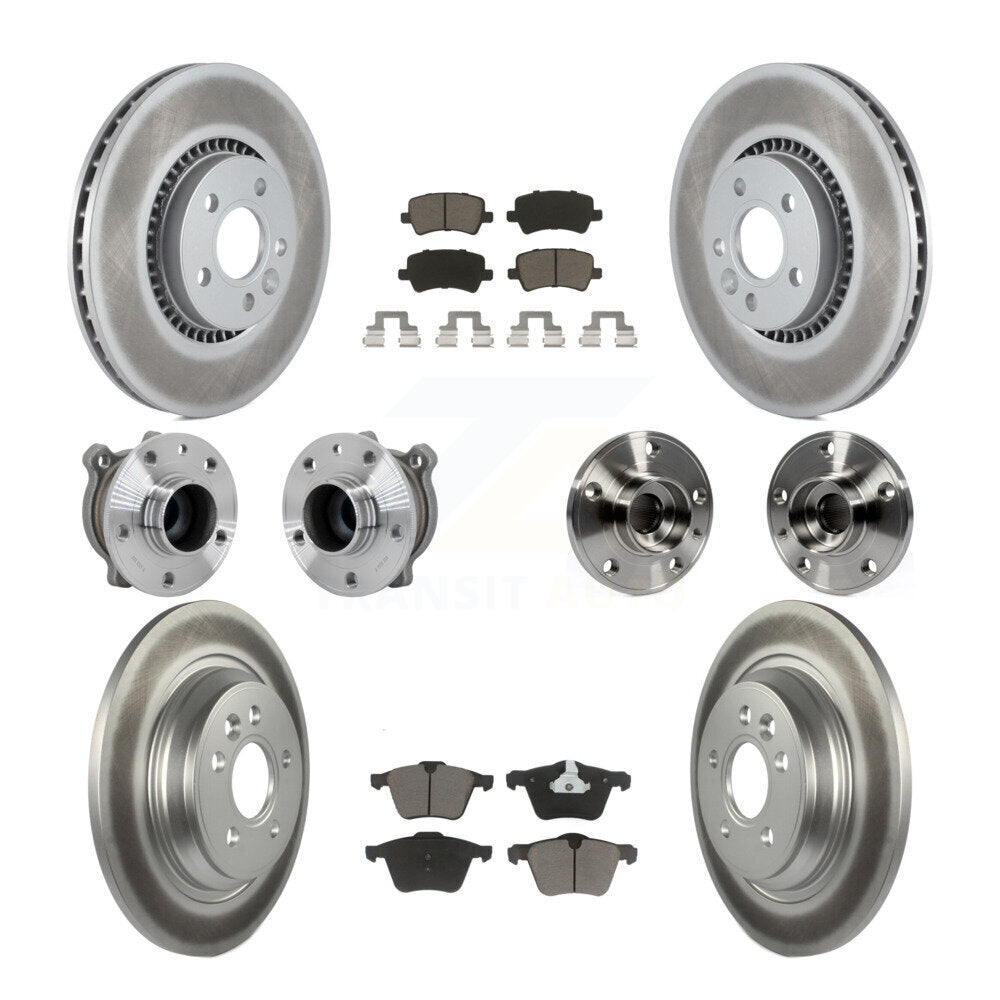 Front Rear Hub Bearings Coated Disc Brake Rotors And Pads Kit (10Pc) For Volvo S60 V70 KBB-131596