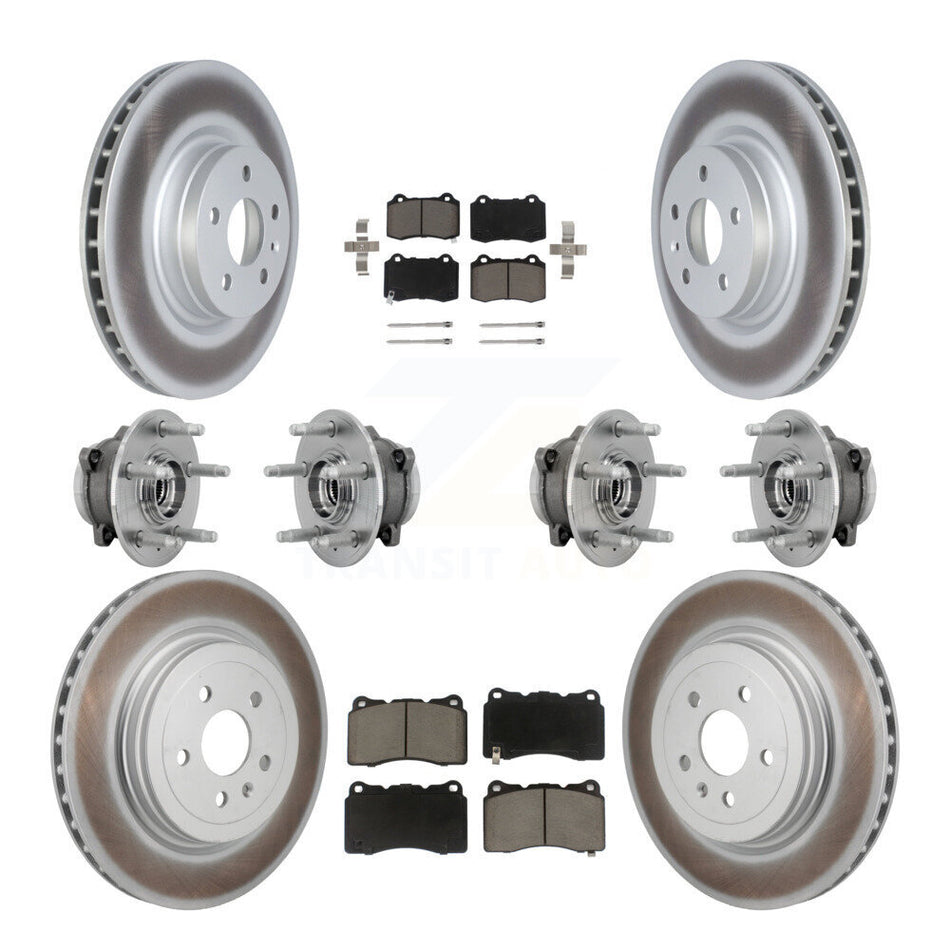 Front Rear Hub Bearings Coated Disc Brake Rotors And Ceramic Pads Kit (10Pc) For Tesla S KBB-131603
