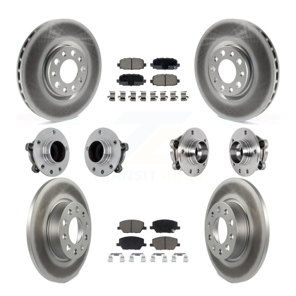 Front Rear Hub Bearings Coated Disc Brake Rotors And Pads Kit (10Pc) For Jeep Compass FWD KBB-131610