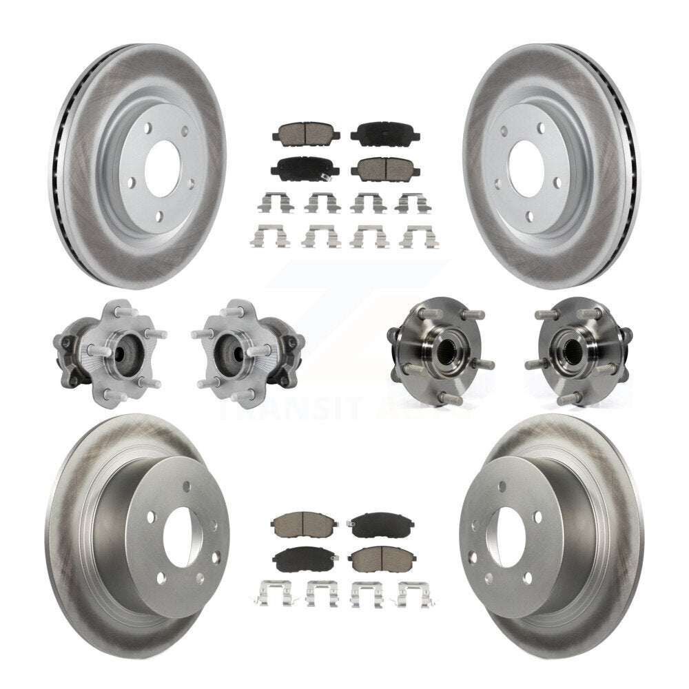 Front Rear Hub Bearing Coated Disc Brake Rotor And Ceramic Pad Kit (10Pc) For Nissan Juke KBB-131615