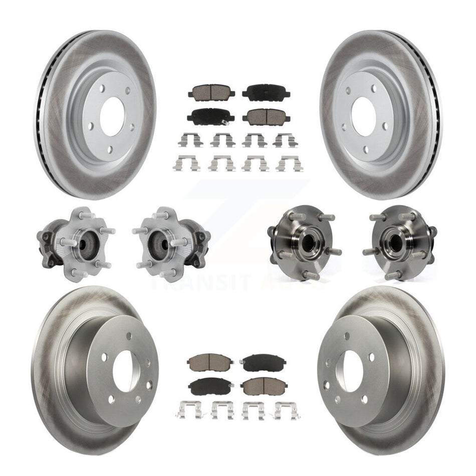 Front Rear Hub Bearing Coated Disc Brake Rotor And Ceramic Pad Kit (10Pc) For Nissan Juke KBB-131615