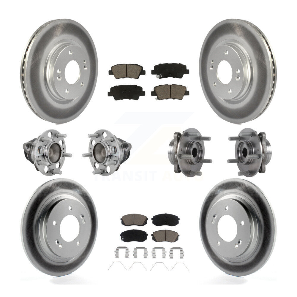 Front Rear Hub Bearing Coated Disc Brake Rotor And Pads Kit (10Pc) For Hyundai Elantra GT KBB-131623